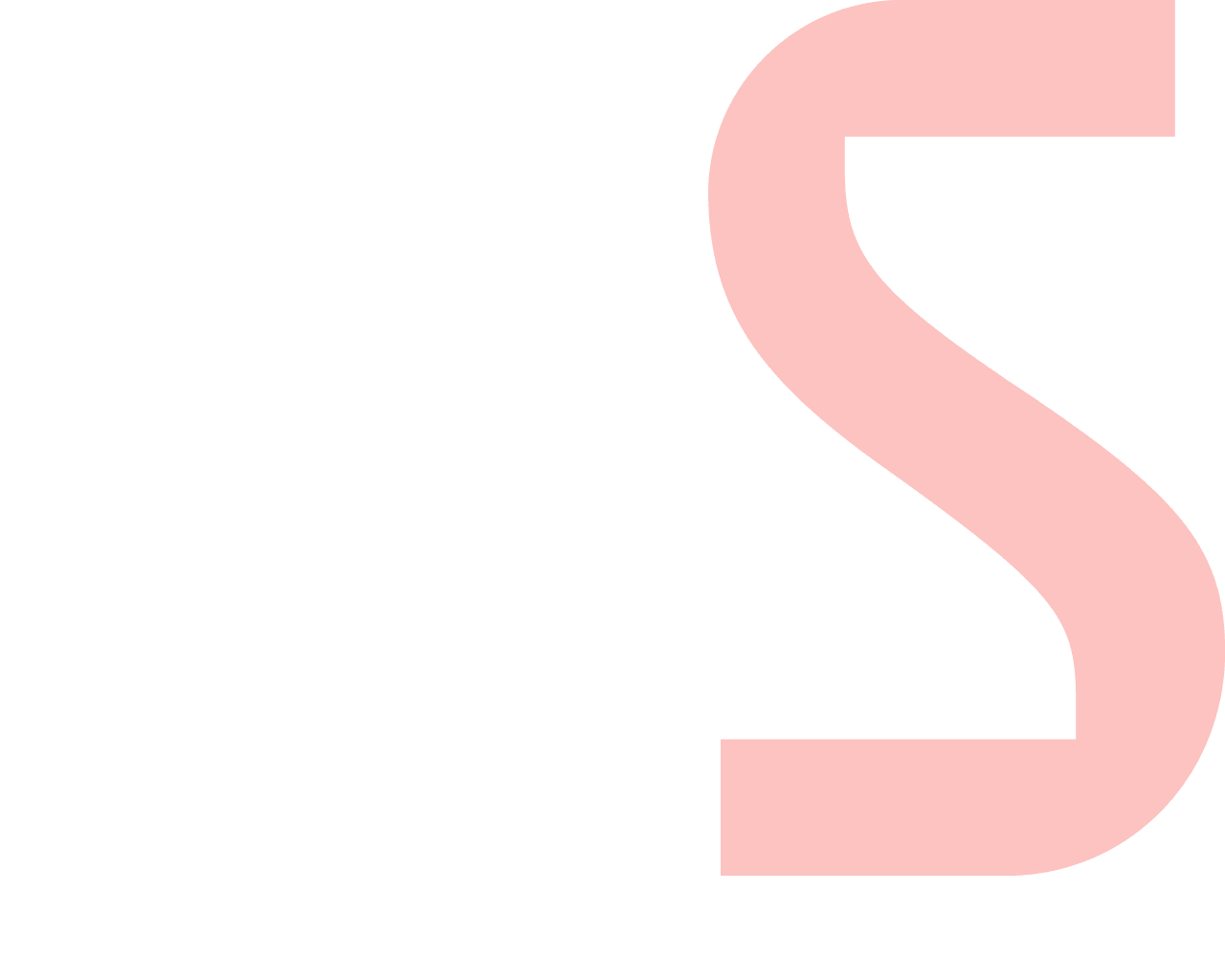 A large, thick, pink curved line resembling an abstract "S" shape is on the right side of a light gray background, leaving most of the left side empty.
